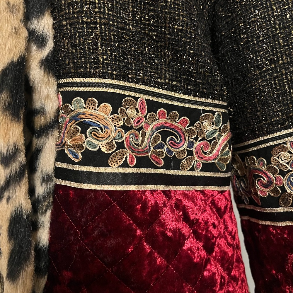 Boston Proper Leopard and Red Velvet Teddy Jacket - Picture 7 of 10
